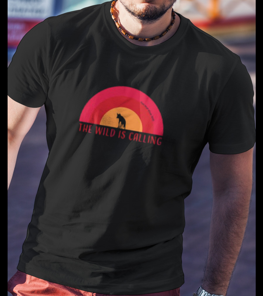 The Wild Is Calling Woft Silhouette Retro Sunset T-Shirt