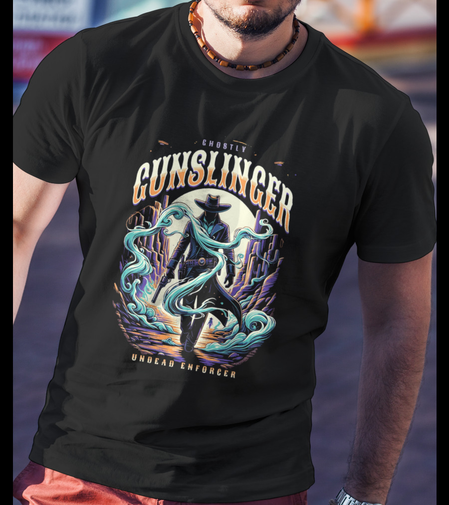 Ghostly Gunslinger Undead Enforcer T-Shirt
