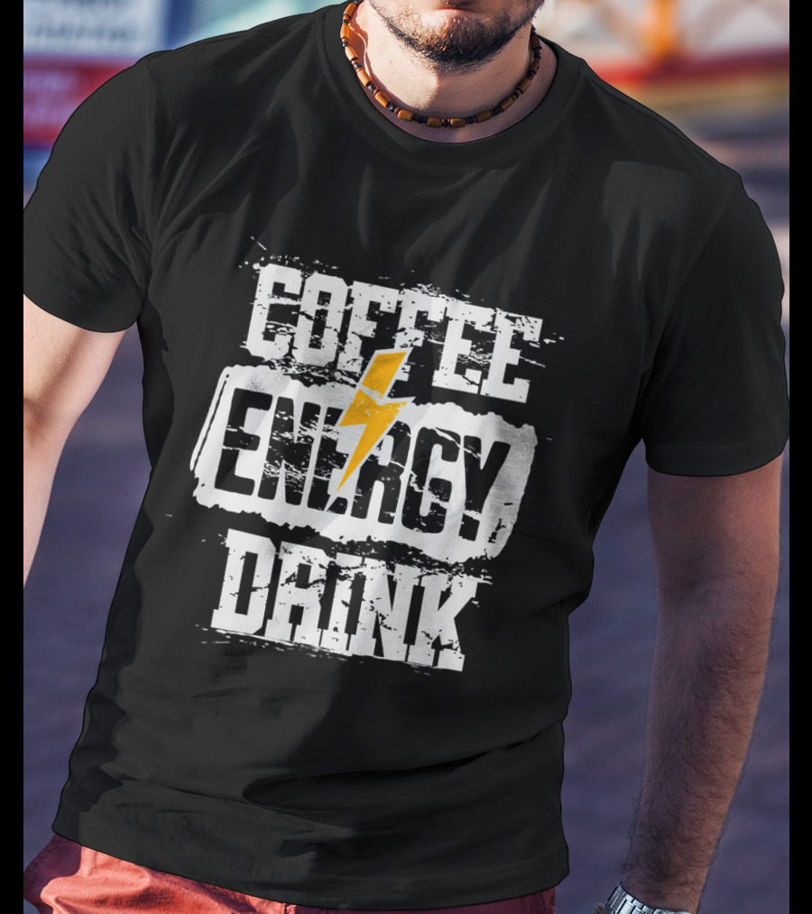 Coffee Energy Drink Grunge Lightning Bolt T-Shirt
