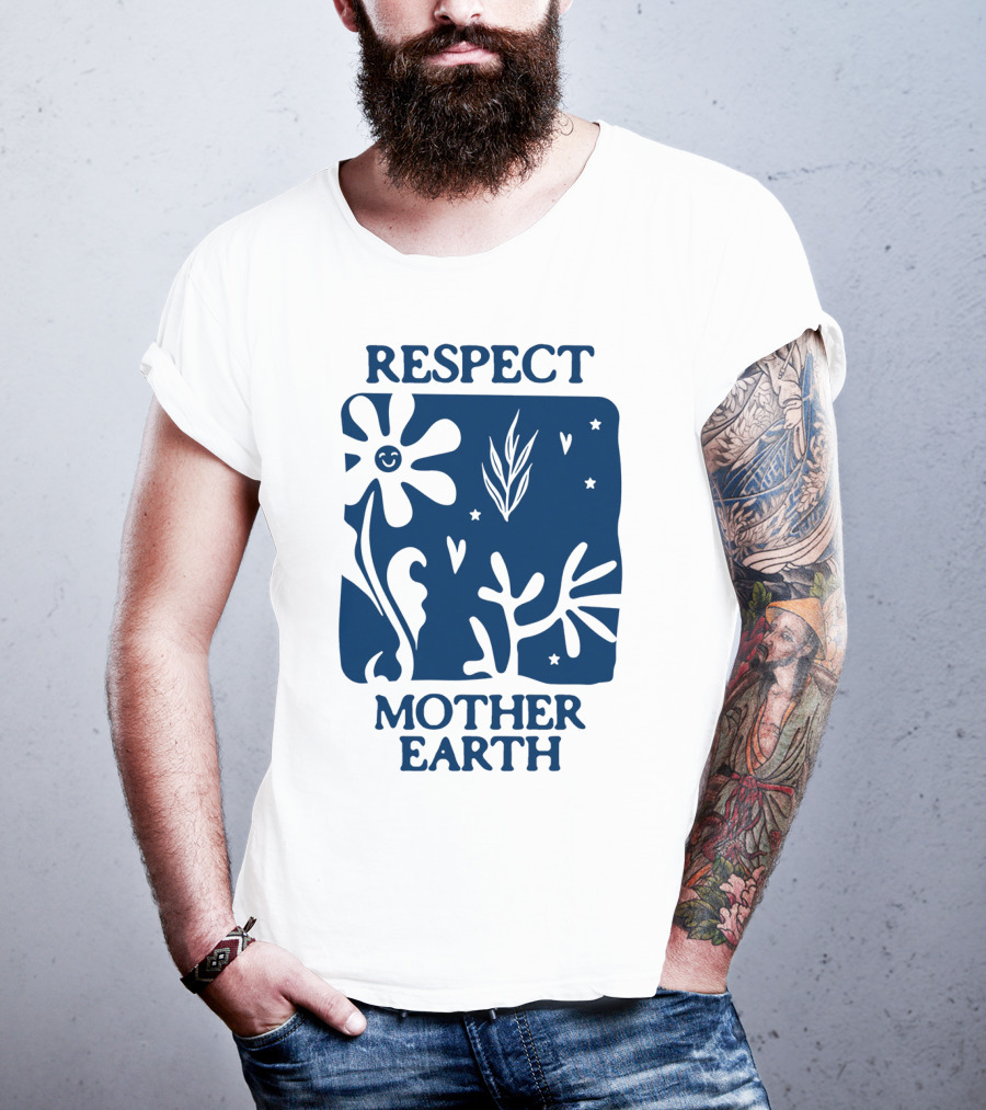 Respect Mother Earth Flower Stars Boho T-Shirt