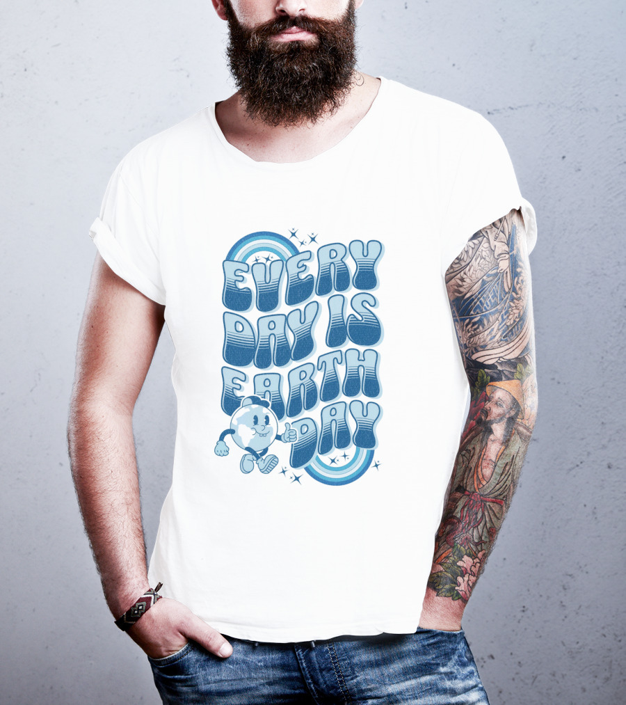 Every Day Is Earth Day Cartoon Planet T-Shirt