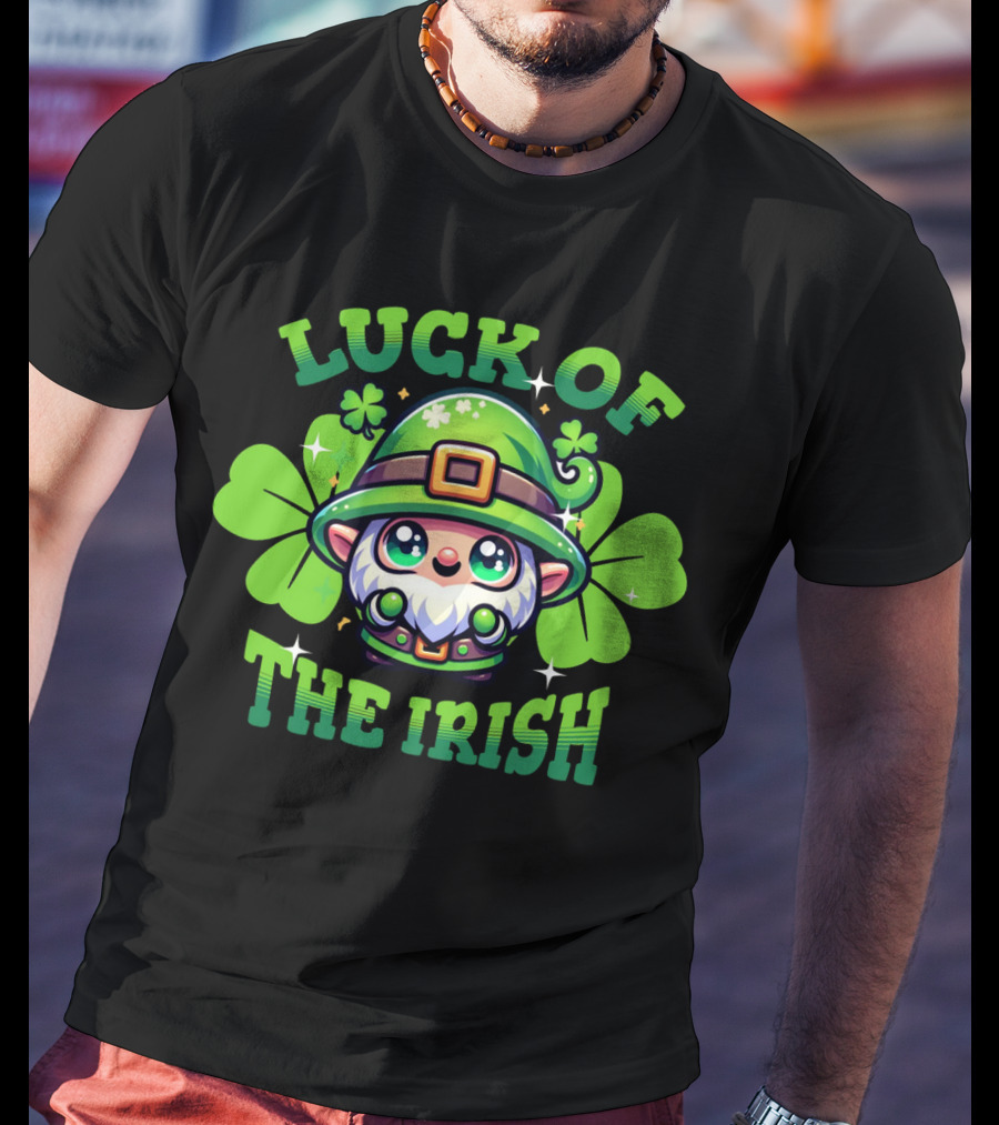 Luck Of The Irish Cute Leprechaun With Shamrocks T-Shirt