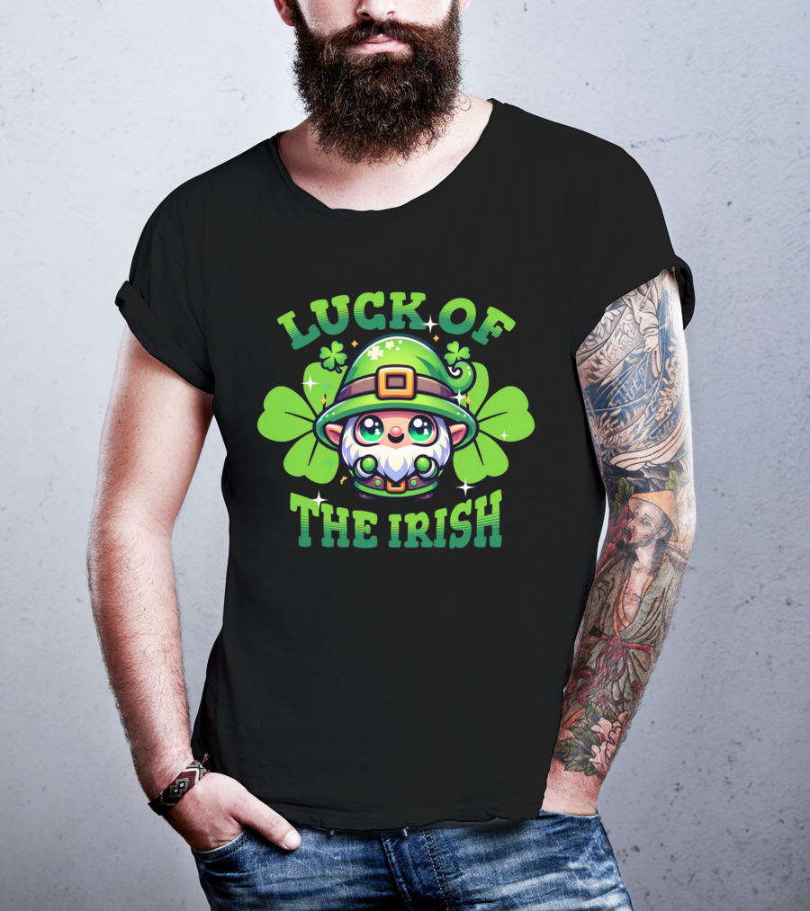 Luck Of The Irish Cute Leprechaun With Shamrocks T-Shirt