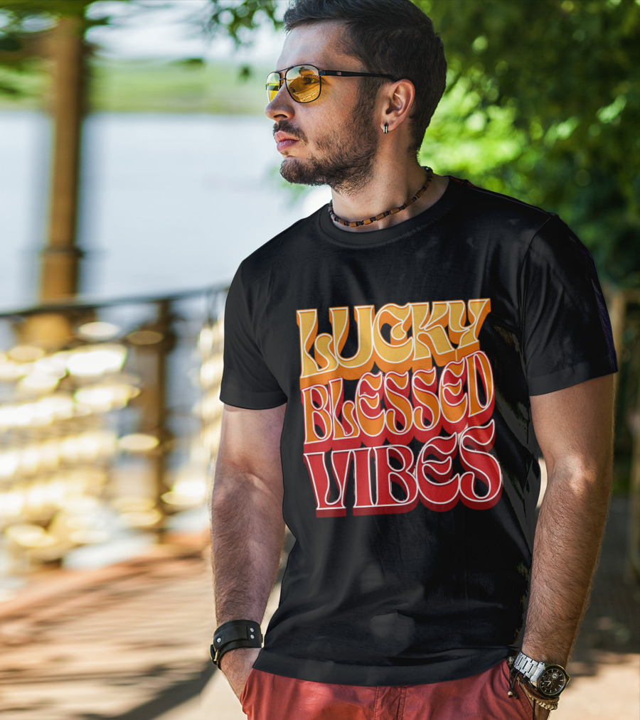 Lucky Blessed Vibes Retro T-Shirt