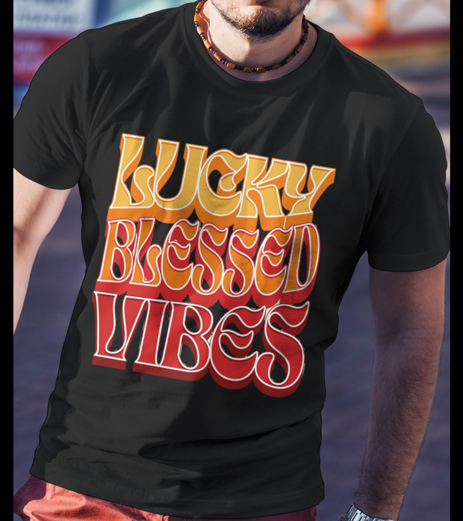 Lucky Blessed Vibes Retro T-Shirt