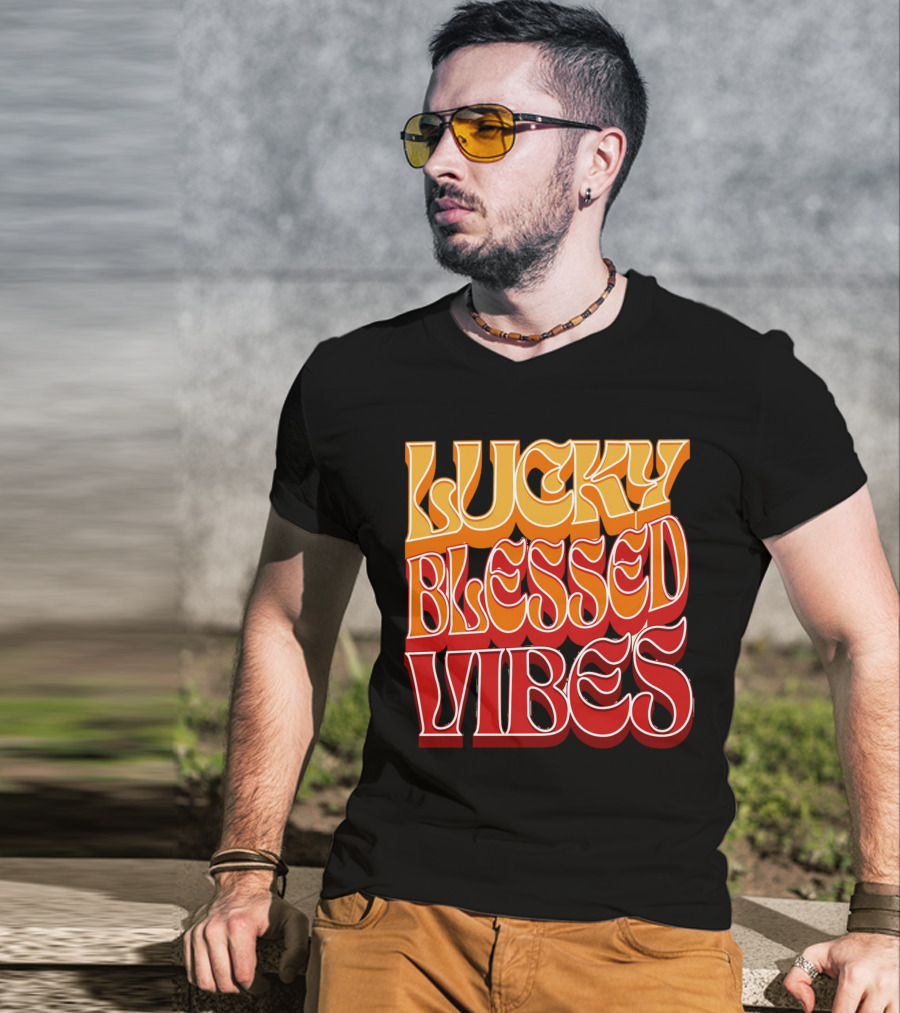 Lucky Blessed Vibes Retro T-Shirt