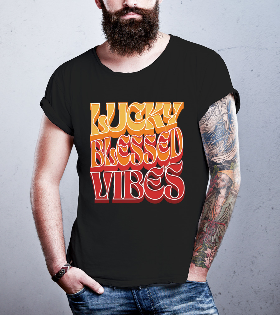 Lucky Blessed Vibes Retro T-Shirt