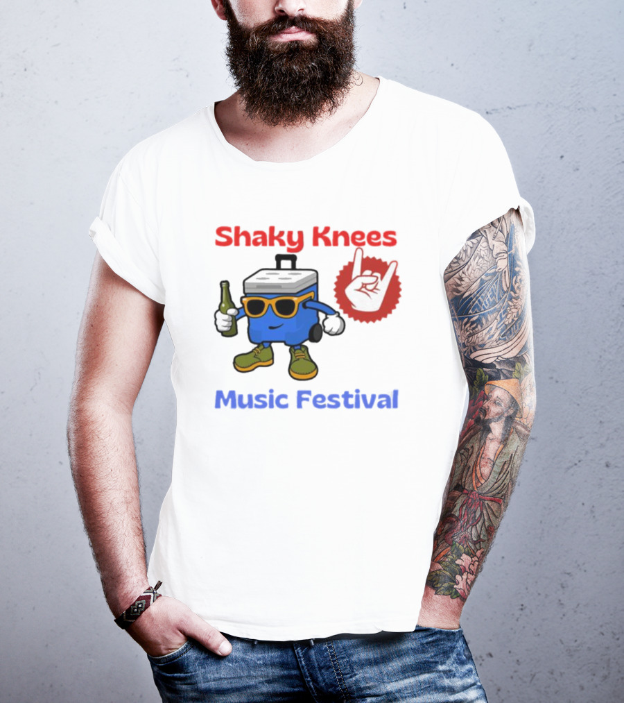 Shaky Knees Music Festival Cooler Character With Sunglasses And Rock Hand T-Shirt