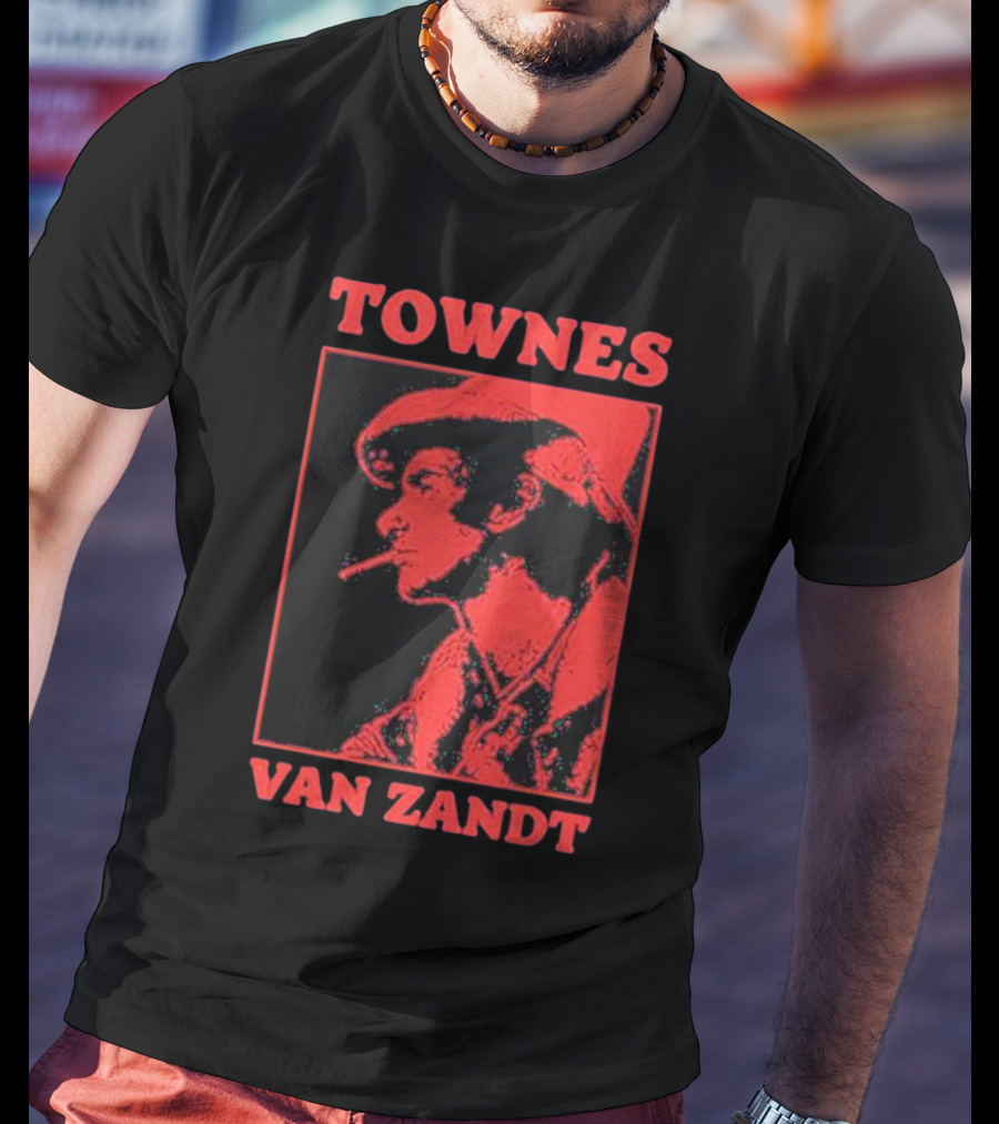 TOWNES VAN ZANDT VINTAGE RED SILHOUETTE IMAGE T-Shirt