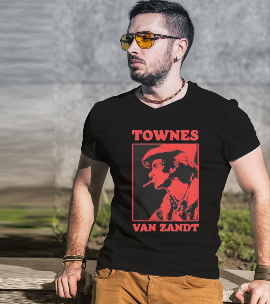 TOWNES VAN ZANDT VINTAGE RED SILHOUETTE IMAGE T-Shirt