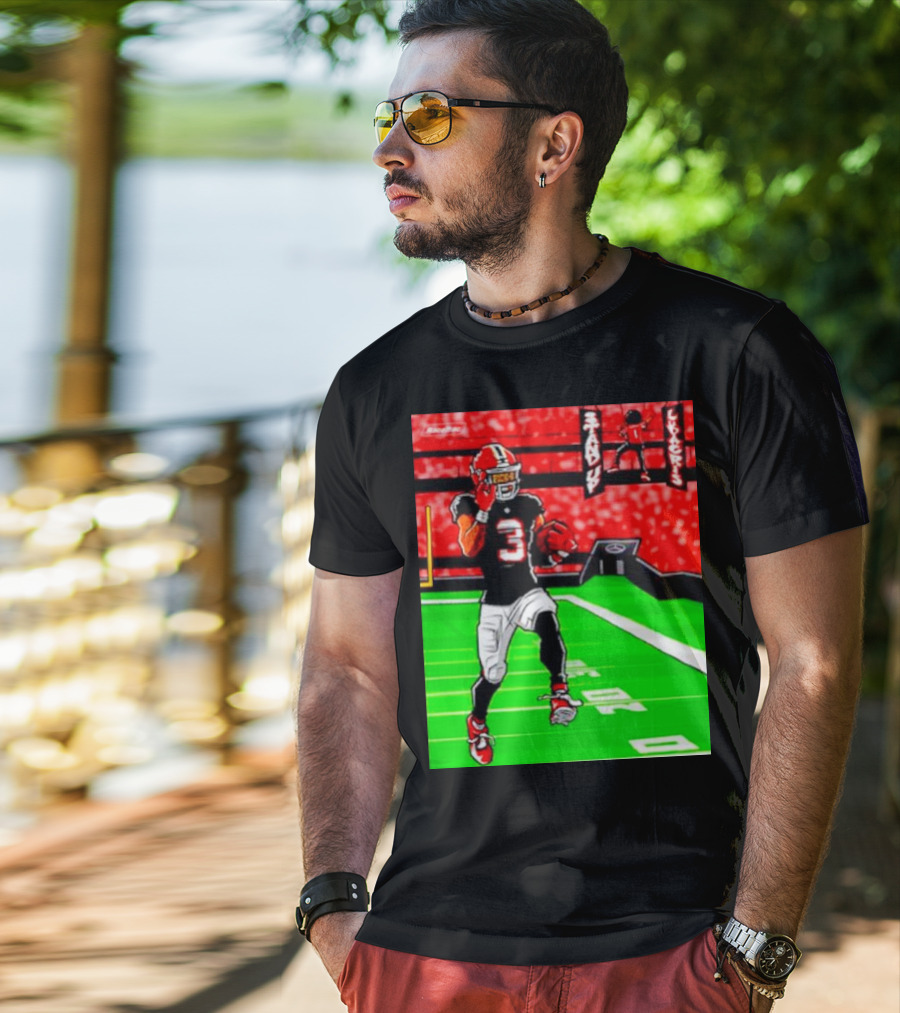 Stand Up Ludacris Football Player Number 3 On Green Field T-Shirt