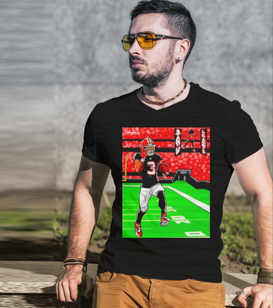 Stand Up Ludacris Football Player Number 3 On Green Field T-Shirt