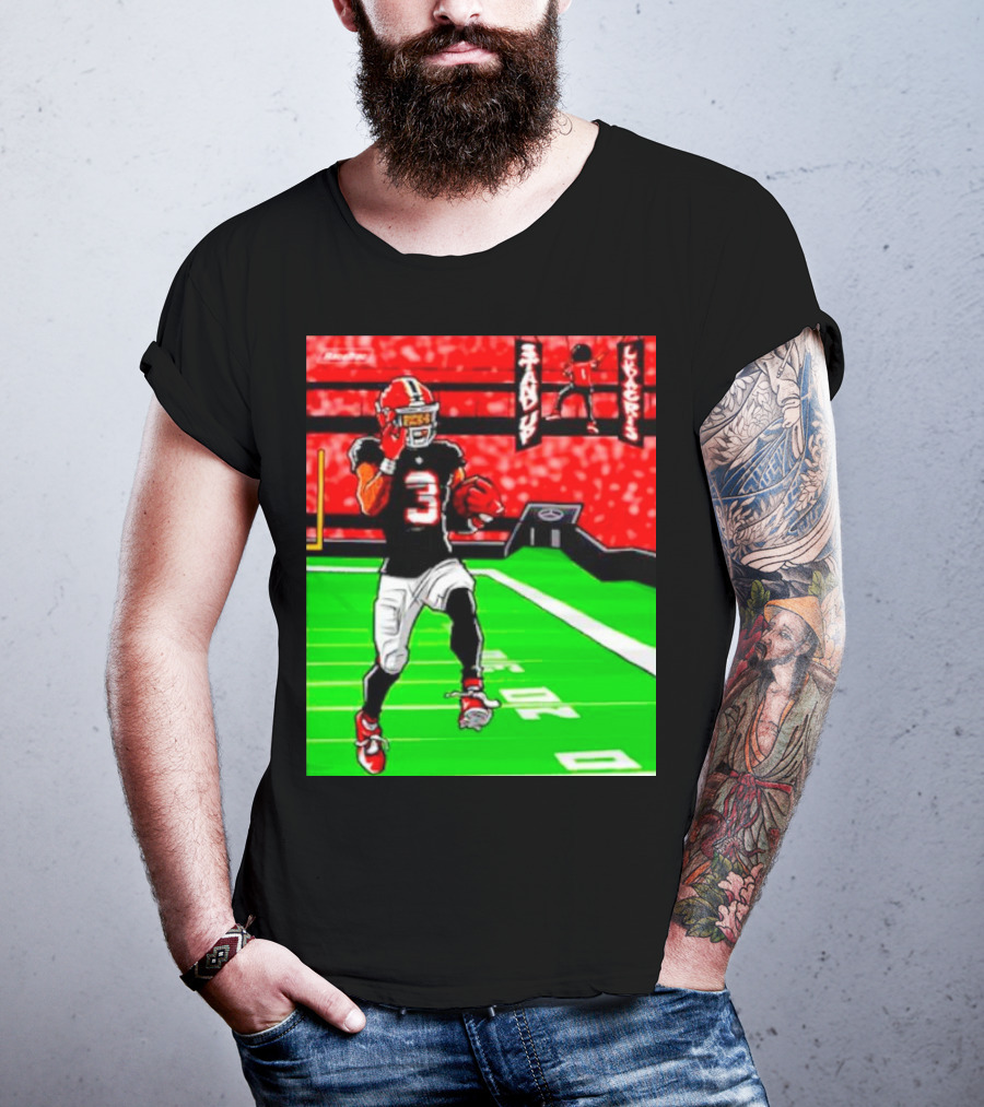 Stand Up Ludacris Football Player Number 3 On Green Field T-Shirt