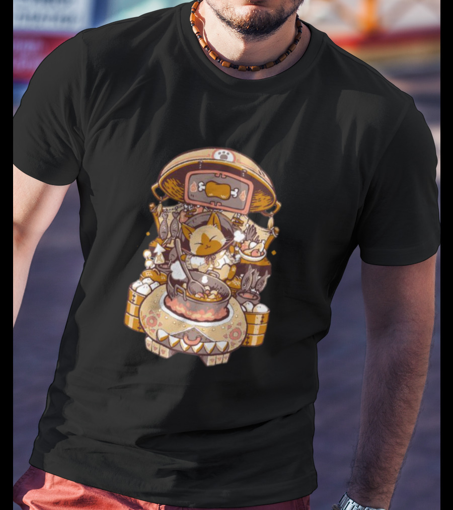 Cooking Monster Hunter Palico Eyebat Feast In Pixel T-Shirt