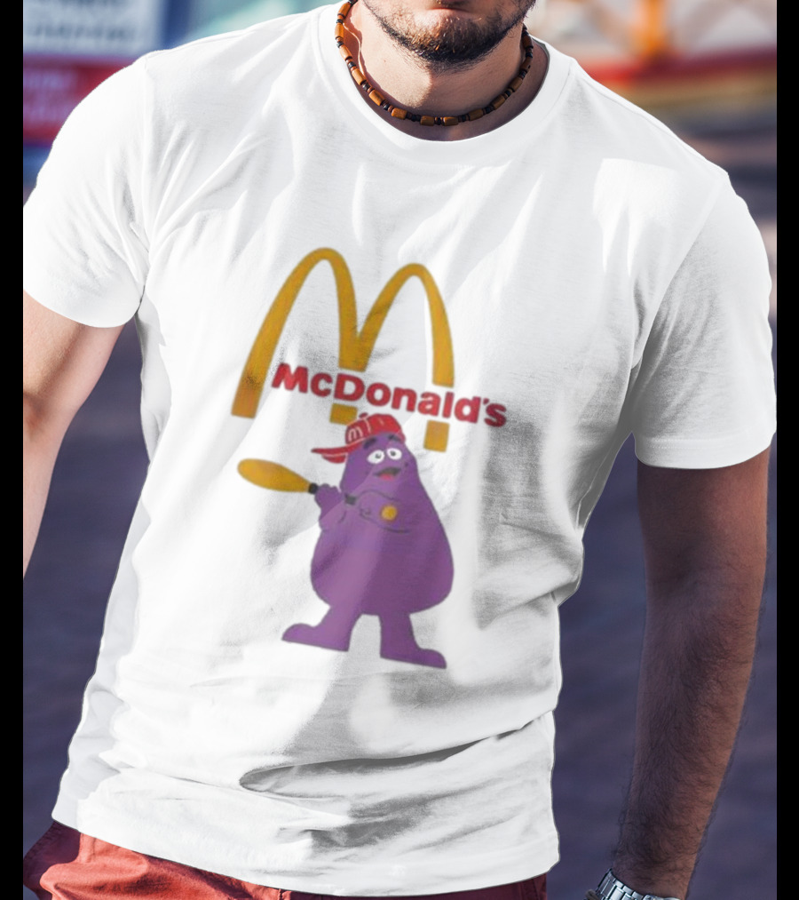 Grimace McDonald's Baseball Cap And Bat T-Shirt