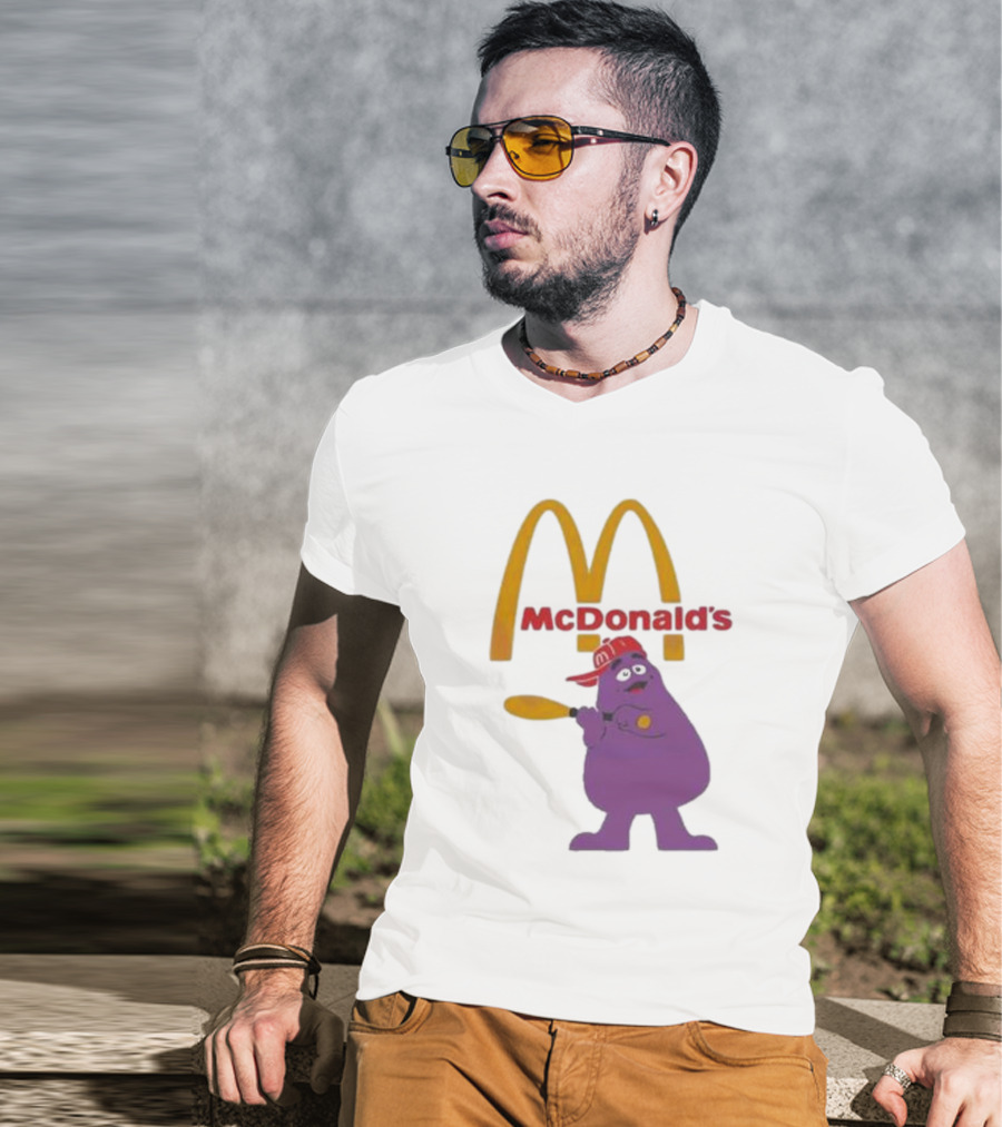 Grimace McDonald's Baseball Cap And Bat T-Shirt