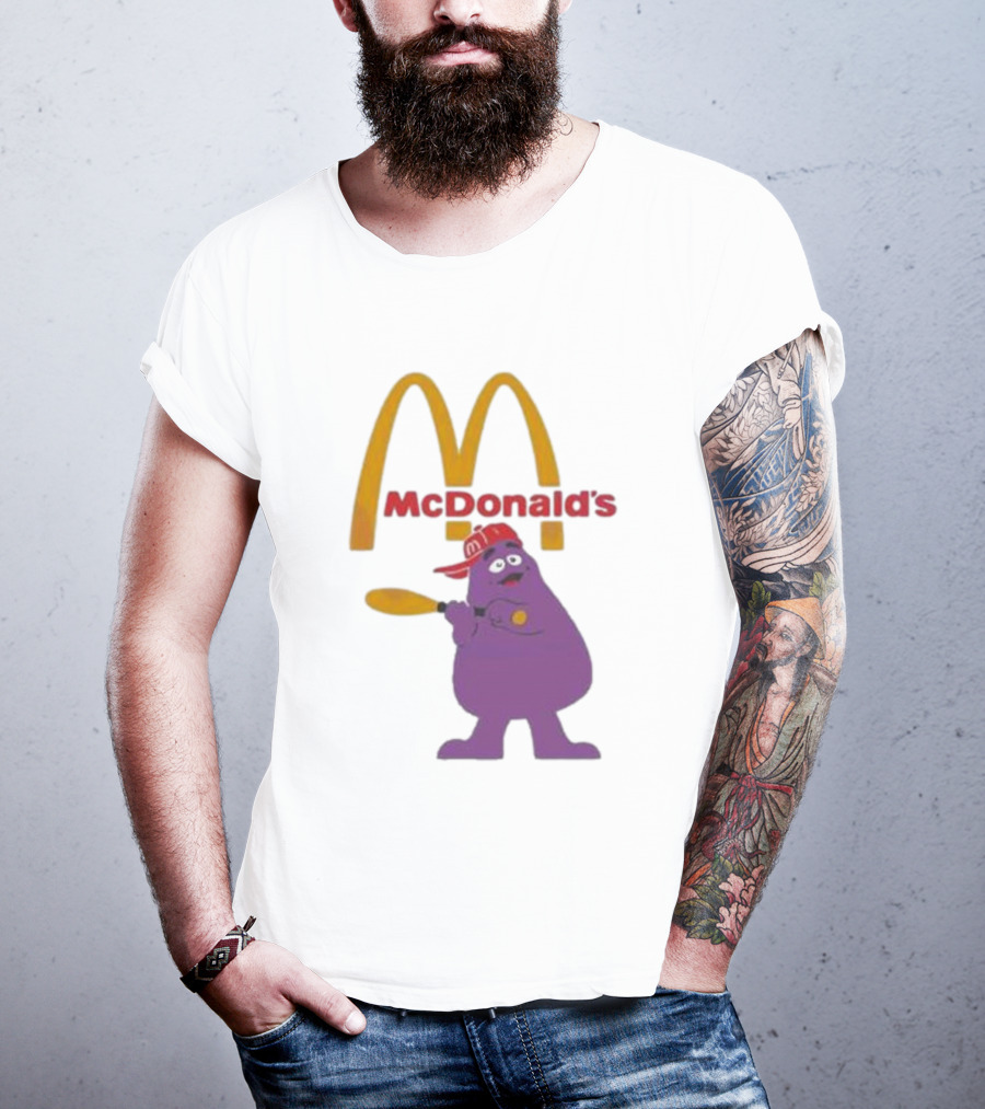 Grimace McDonald's Baseball Cap And Bat T-Shirt