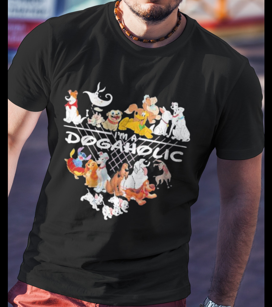 I'm A Dogaholic With Iconic Cartoon Dogs Heart T-Shirt