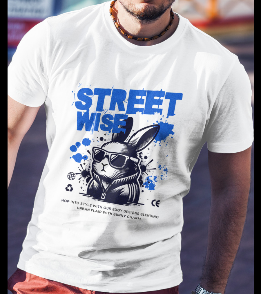 STREET WISE Urban Flair Bunny Charm Hip Hop T-Shirt