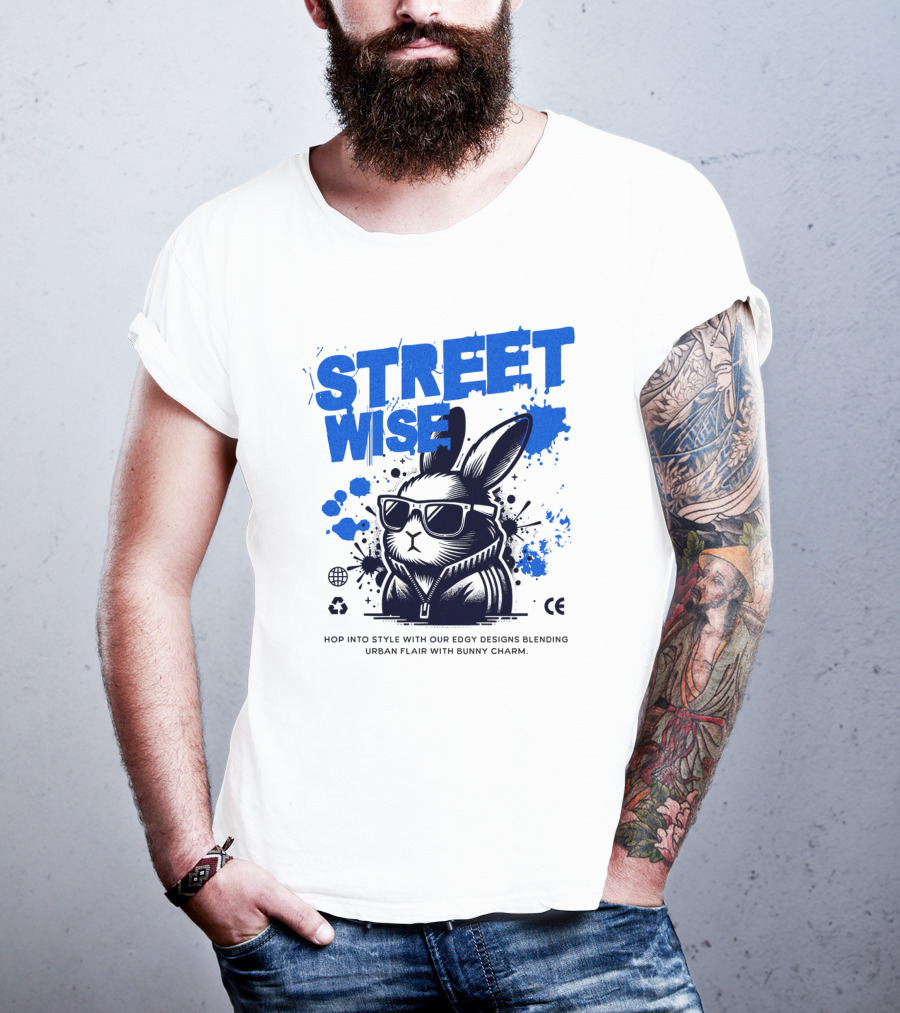 STREET WISE Urban Flair Bunny Charm Hip Hop T-Shirt