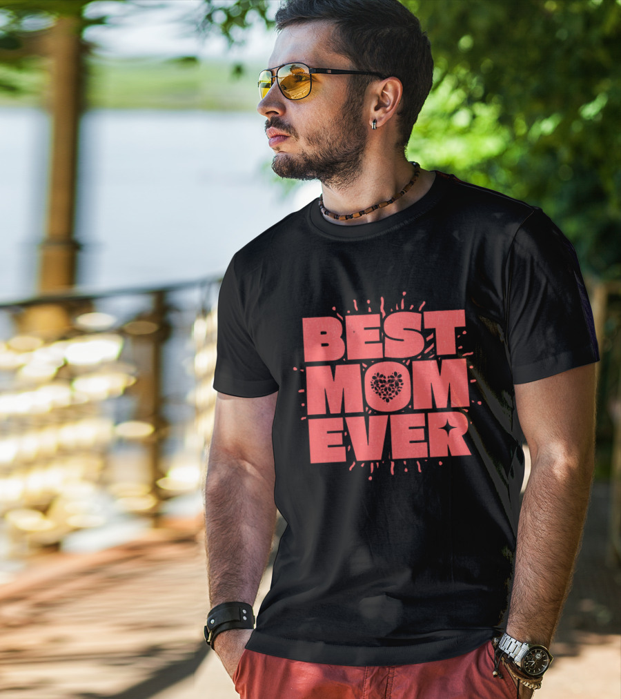 BEST MOM EVER Splatter Heart T-Shirt