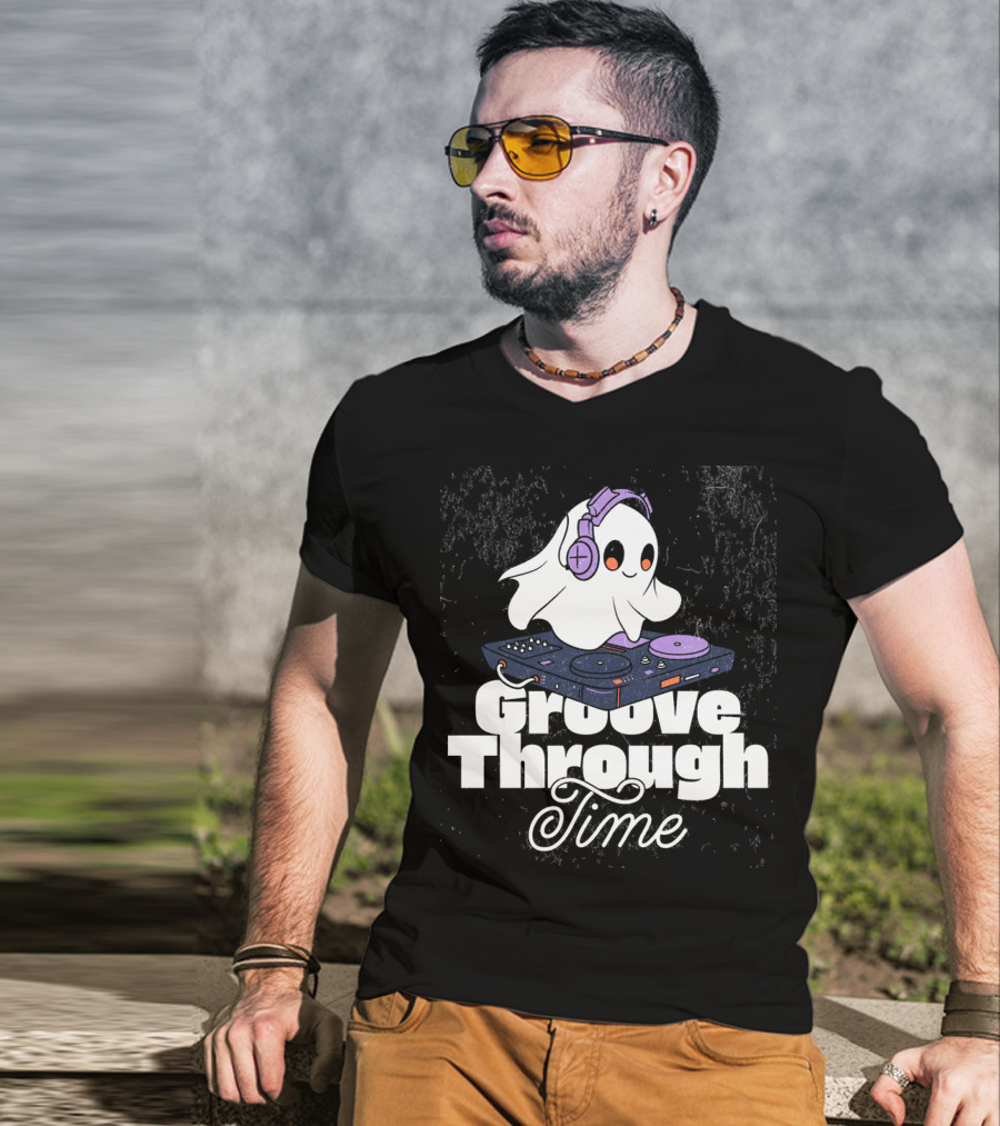 Groove Through Time Ghost DJ On Turntable T-Shirt