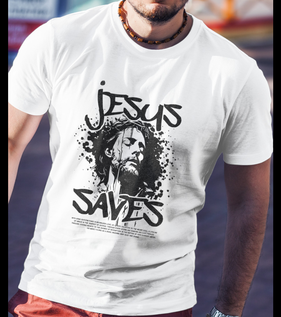 Jesus Saves Portrait With Crown Of Thorns T-Shirt