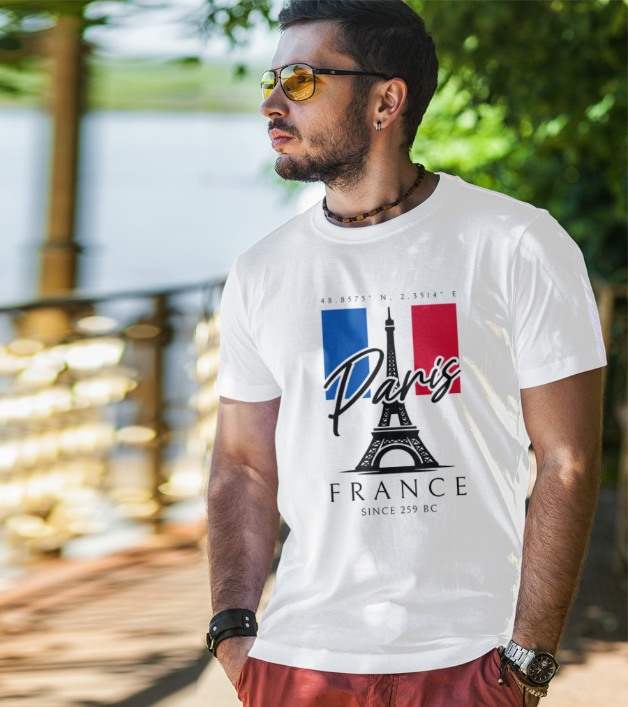 Paris France Eiffel Coordinates Since 259 BC T-Shirt