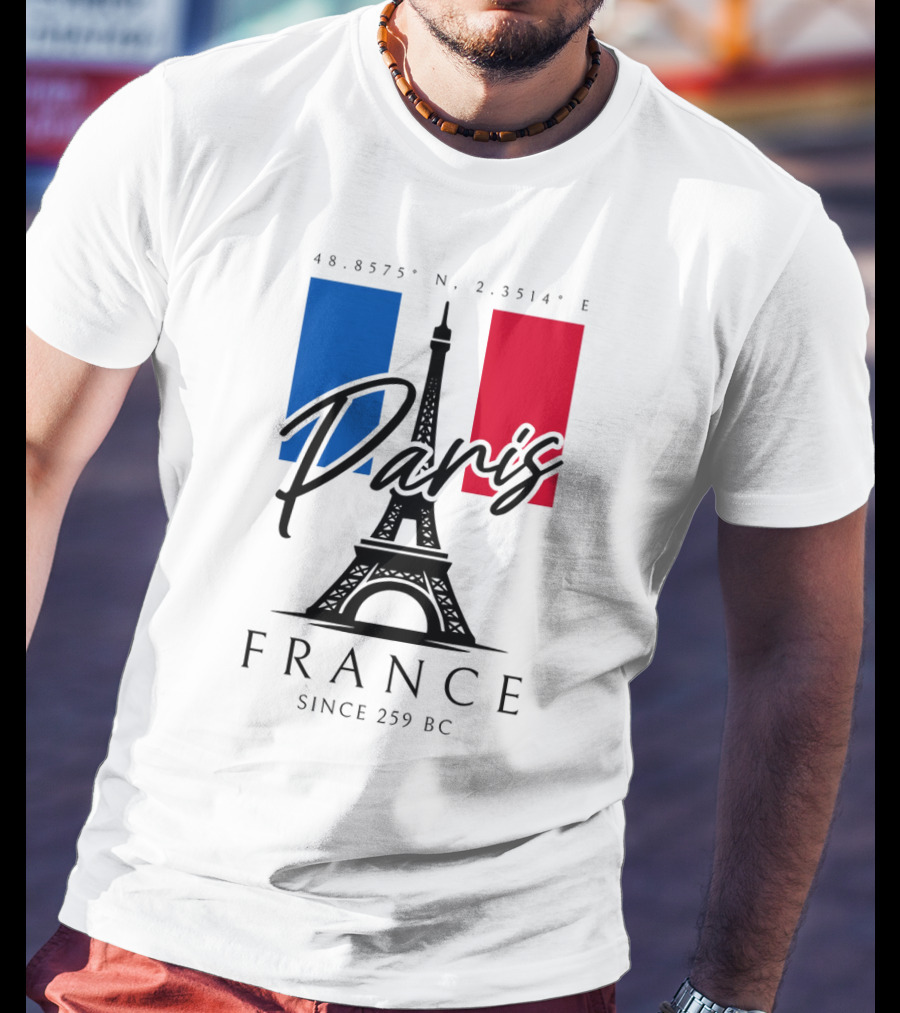 Paris France Eiffel Coordinates Since 259 BC T-Shirt