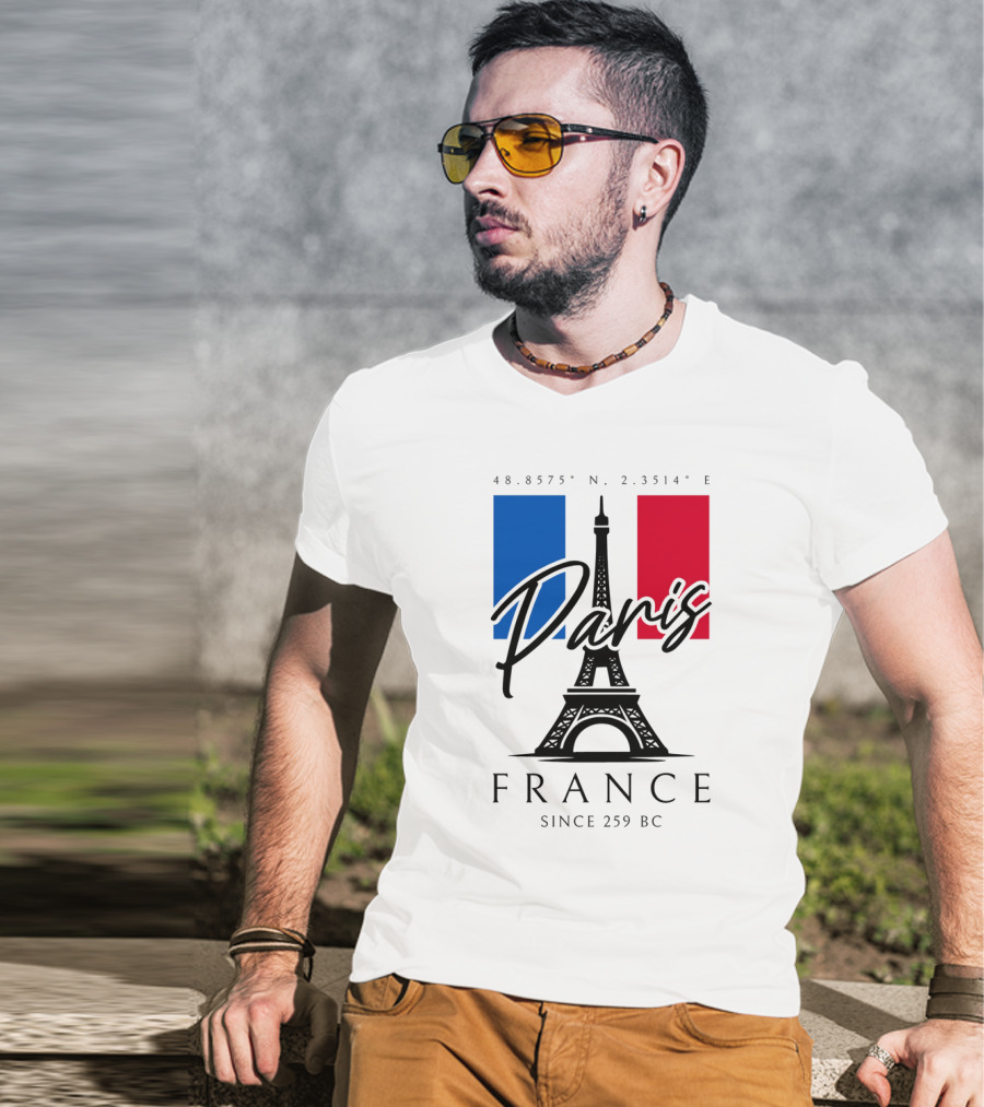 Paris France Eiffel Coordinates Since 259 BC T-Shirt