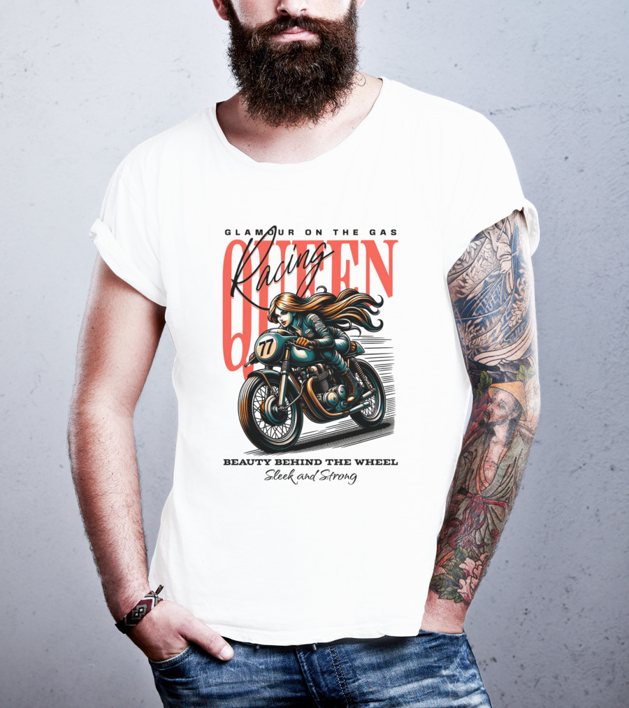 Glamour On The Gas Racing Queen Beauty Behind The Wheel Sleek And Strong T-Shirt