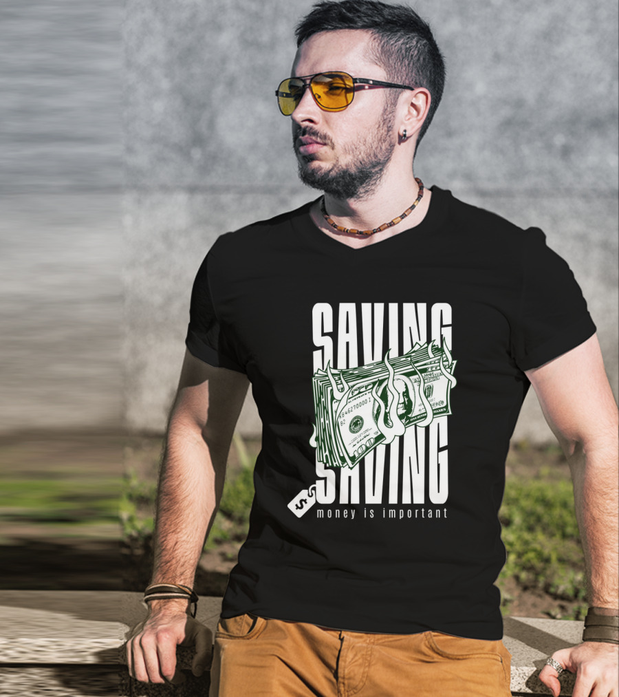 Saving Money Is Important Burning Dollar Stack T-Shirt