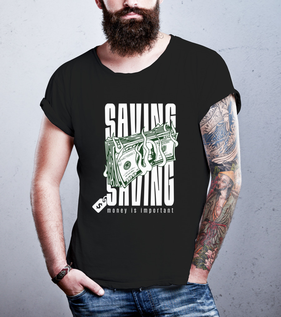 Saving Money Is Important Burning Dollar Stack T-Shirt