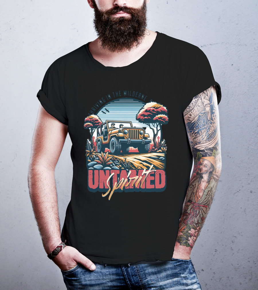 Riding In The Wilderness Untamed Spirit Adventure Jeep T-Shirt