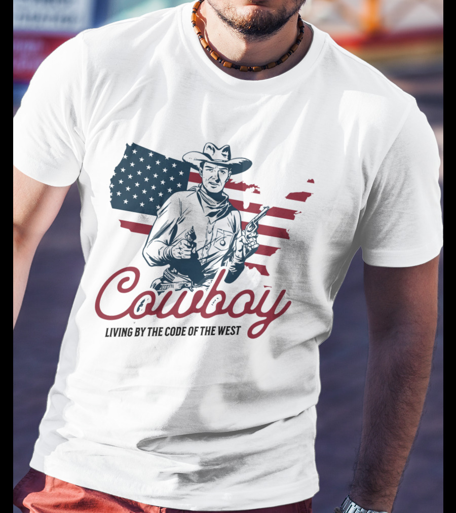 Cowboy Living By The Code Of The West American Cowboy Vintage T-Shirt