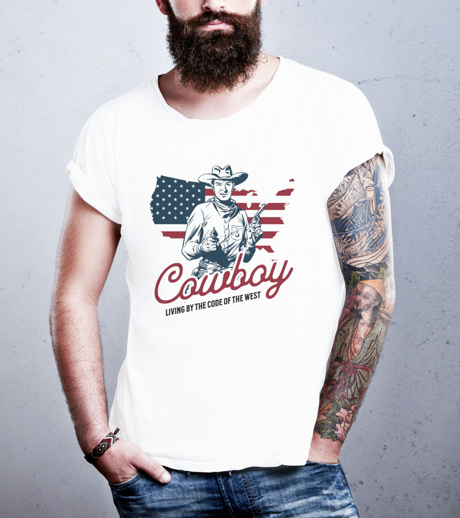Cowboy Living By The Code Of The West American Cowboy Vintage T-Shirt