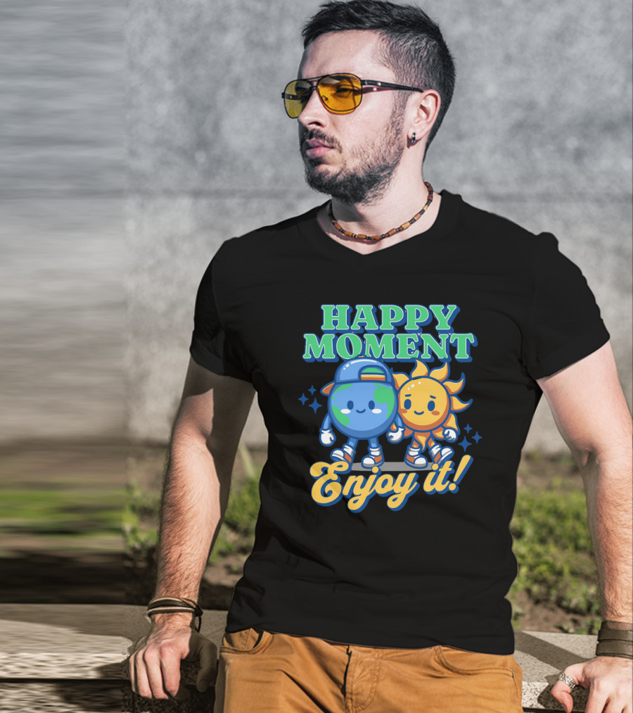 HAPPY MOMENT Enjoy It Planet And Sun Friends T-Shirt