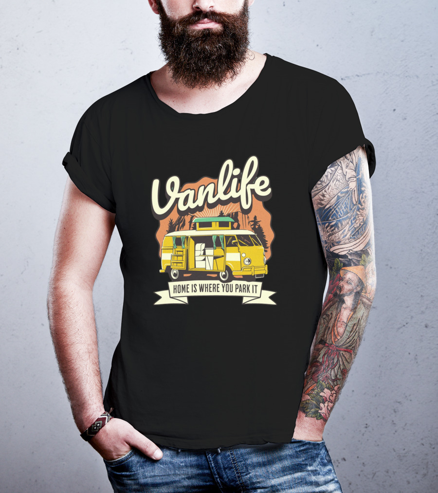 Vanlife Home Is Where You Park It Vintage Camper Adventure T-Shirt