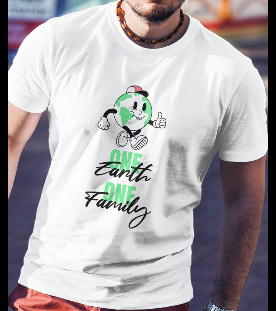 ONE EARTH ONE FAMILY Earth Character Thumbs Up T-Shirt