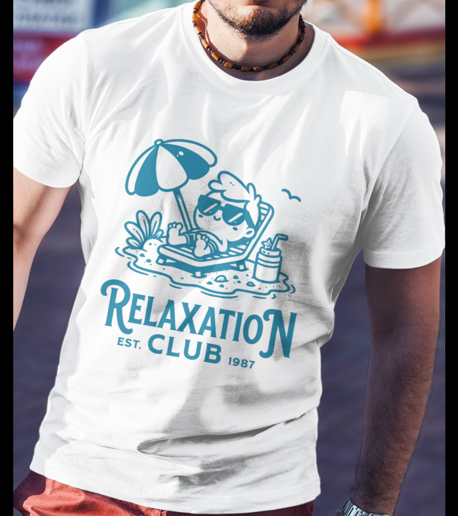 Relaxation Club Est. 1987 Sunglasses Lounge Chair Umbrella Drink T-Shirt
