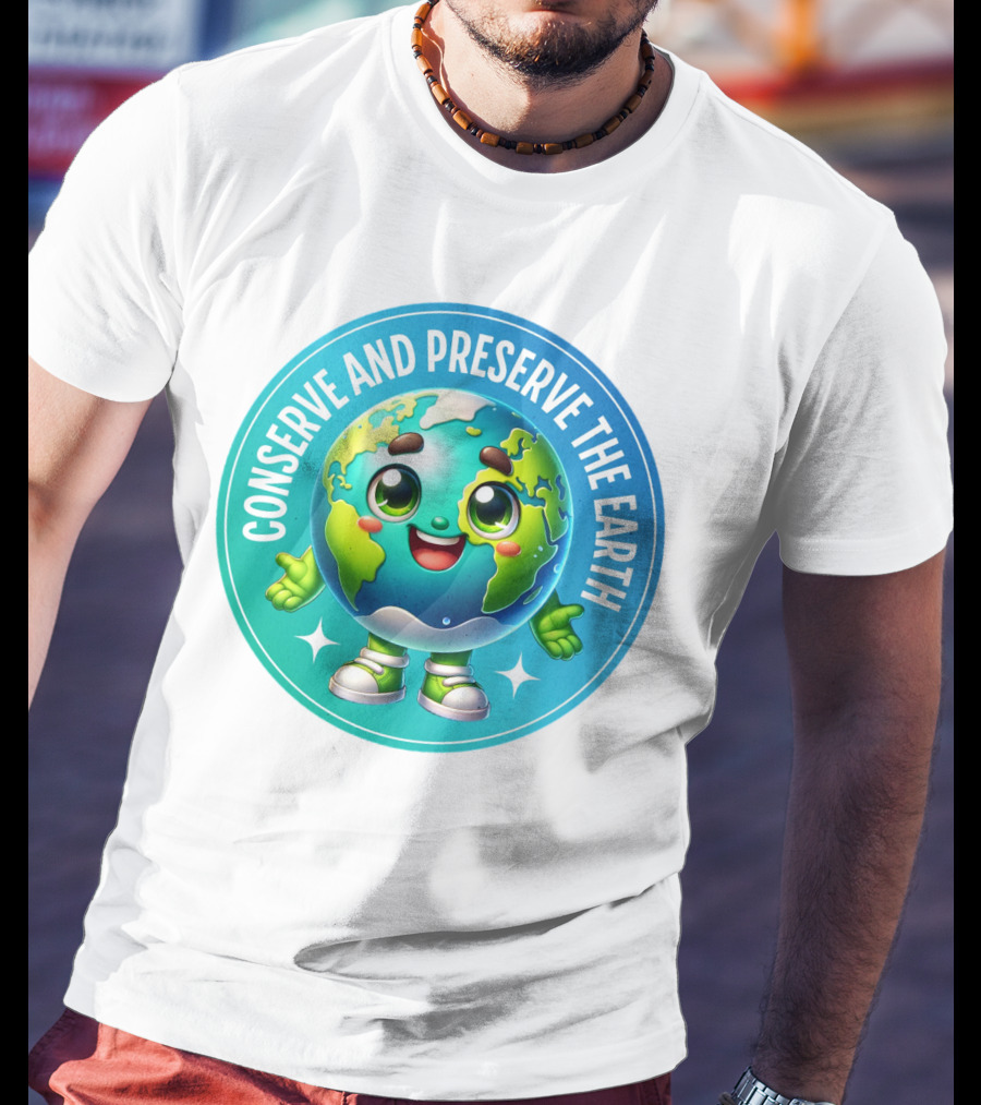 Conserve And Preserve The Earth Retro Earth Day Celebration Mascot T-Shirt