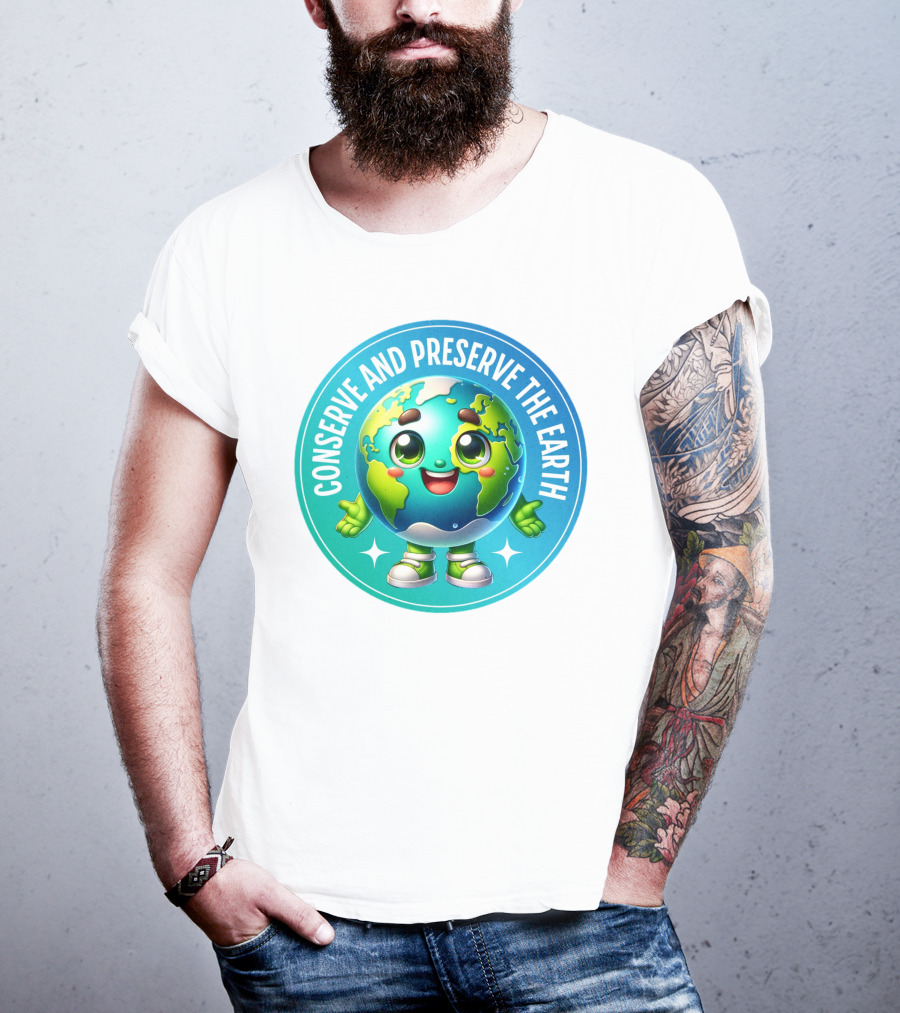 Conserve And Preserve The Earth Retro Earth Day Celebration Mascot T-Shirt