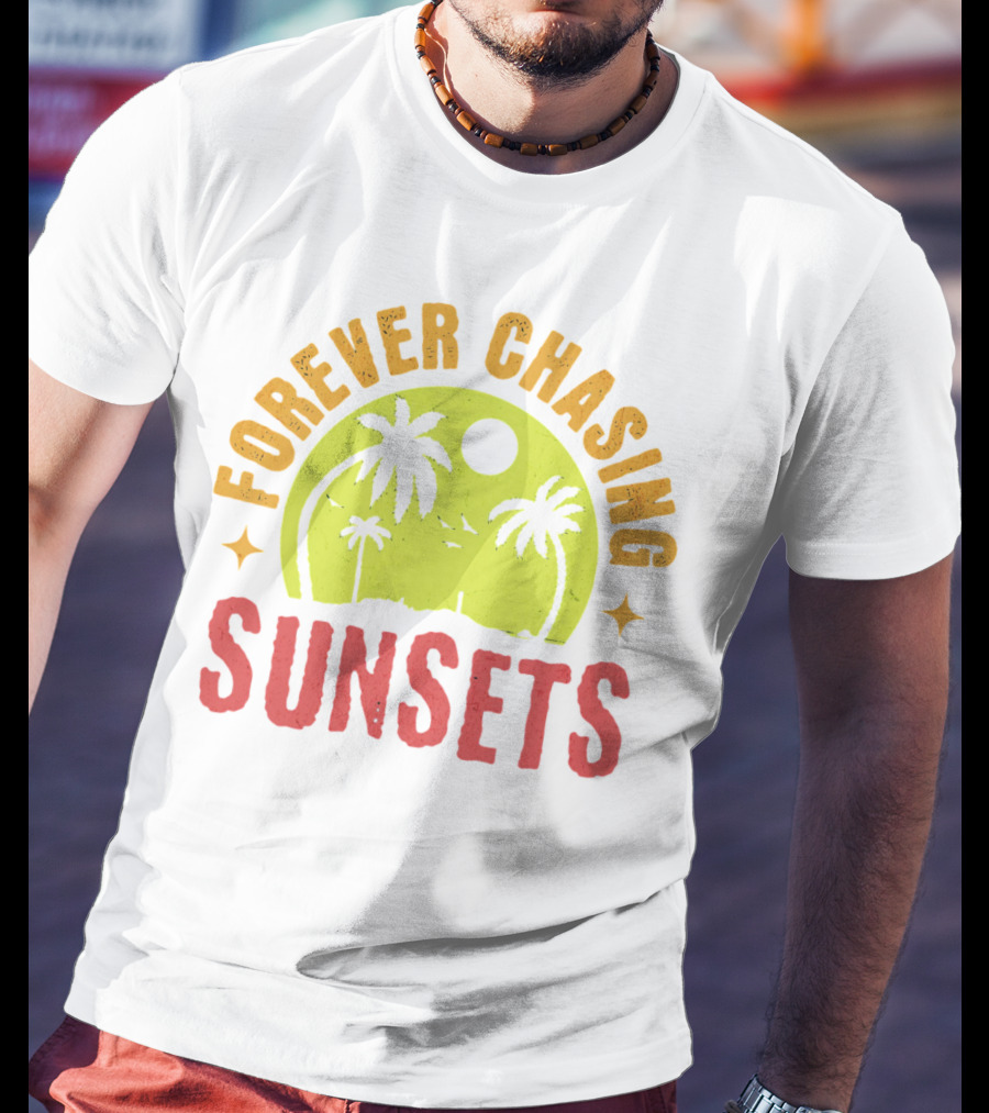 Forever Chasing Sunsets Retro Vintage Summer Vacation T-Shirt