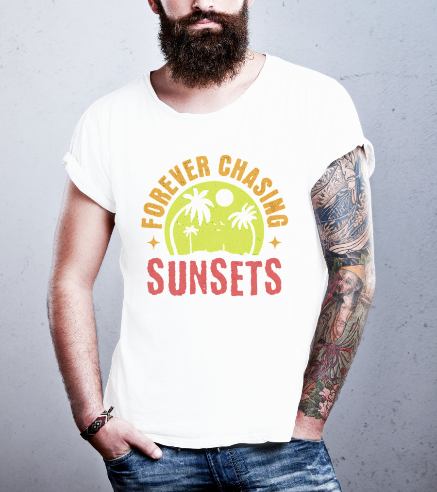Forever Chasing Sunsets Retro Vintage Summer Vacation T-Shirt