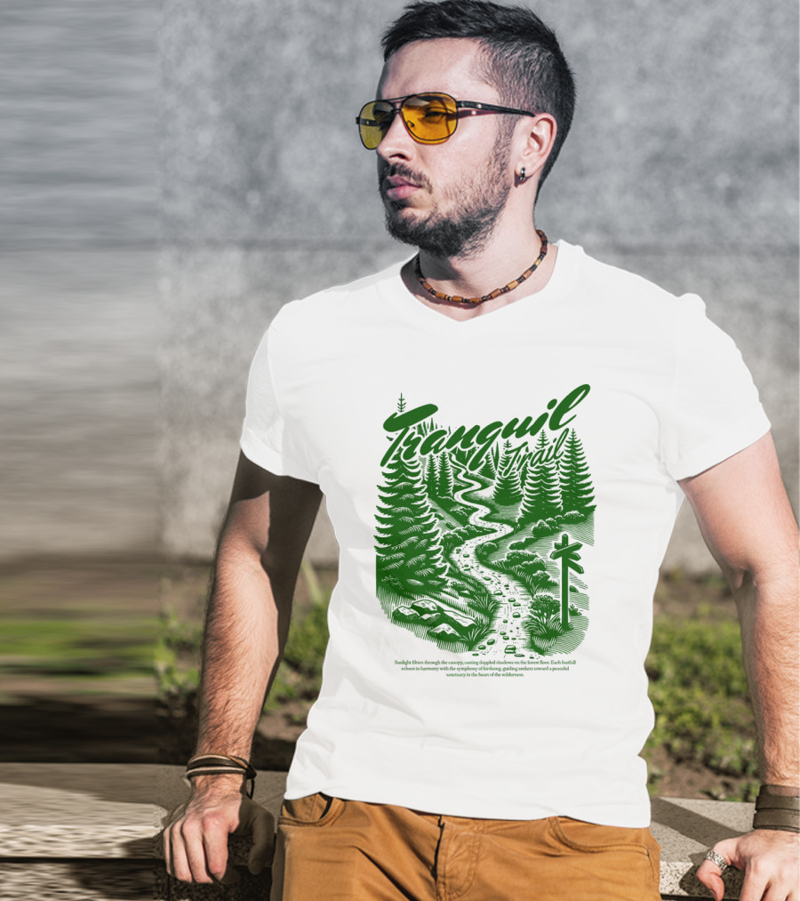 Tranquil Trail Scenic Forest Pathway Journey T-Shirt