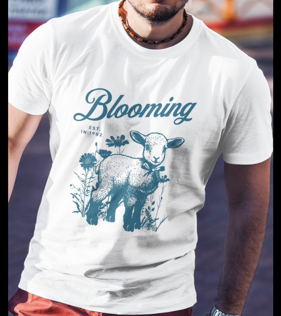 Blooming Vintage Style Est. In 1982 Lamb And Flowers T-Shirt