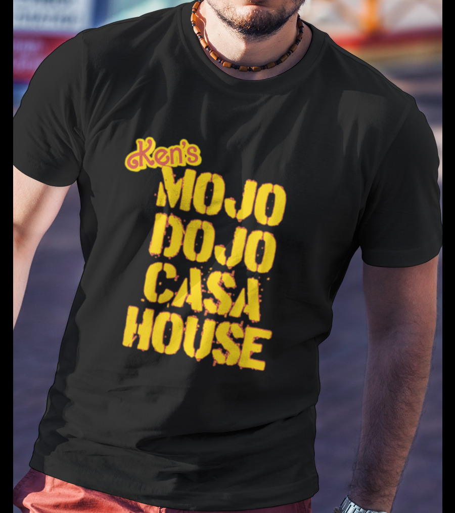 Ken's Mojo Dojo Casa House Yellow Grunge Text T-Shirt