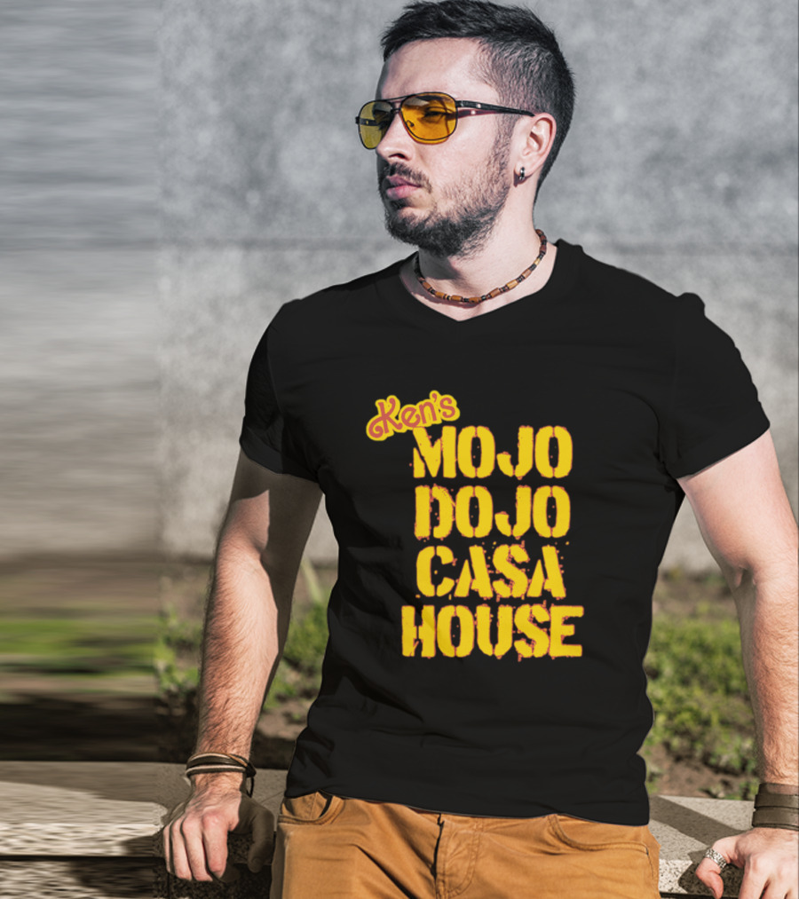 Ken's Mojo Dojo Casa House Yellow Grunge Text T-Shirt