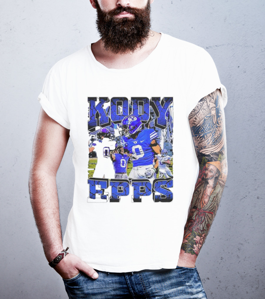 Kody Epps BYU Cougars Football Player Blue Uniform T-Shirt