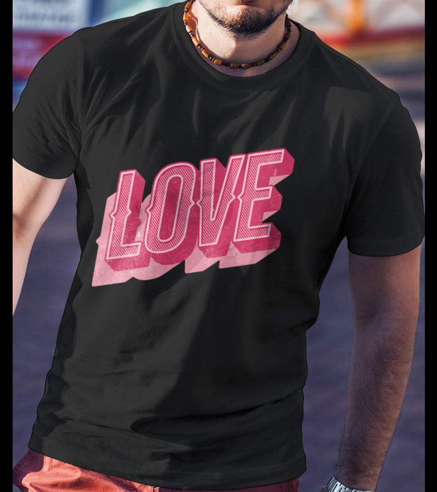 Retro Love Lettering Typography Valentines Day T-Shirt